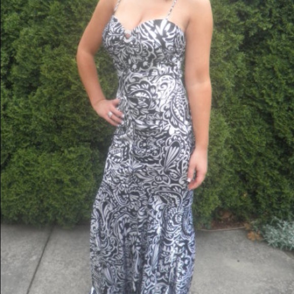 black and white floral gown